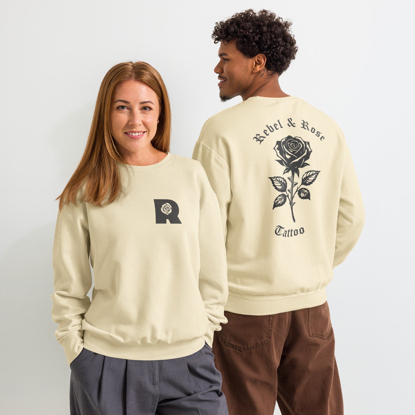 Ivory Sweatshirt (Grey Rose Design)