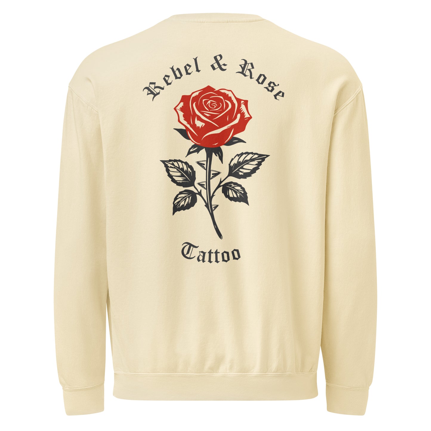 Ivory Sweatshirt (Grey & Red Rose Design)